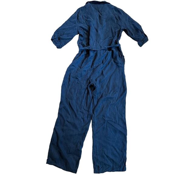 Bishop + Young Button Up Tie Waist Jumpsuit Navy Size S - Picture 2 of 5